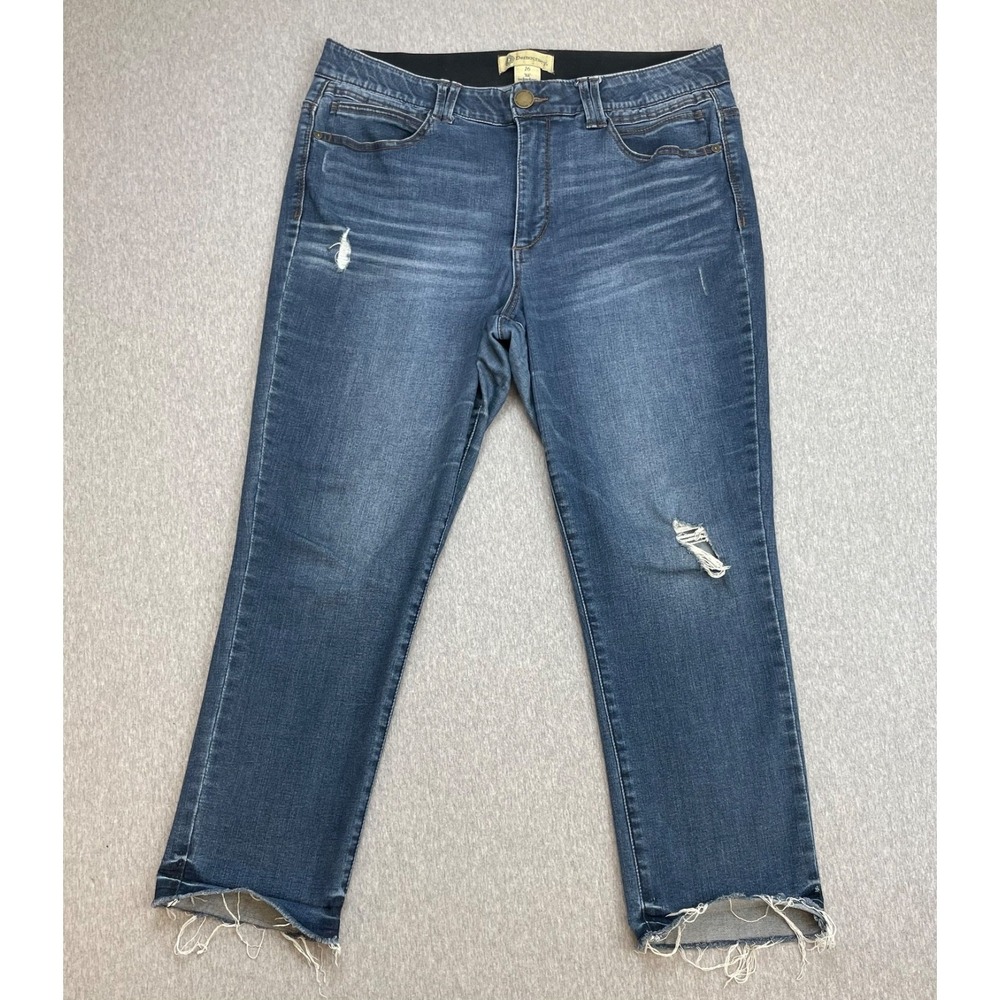 Democracy Jeans Womens 16 Blue Cotton Blend Stretch Distressed Frayed Hem
